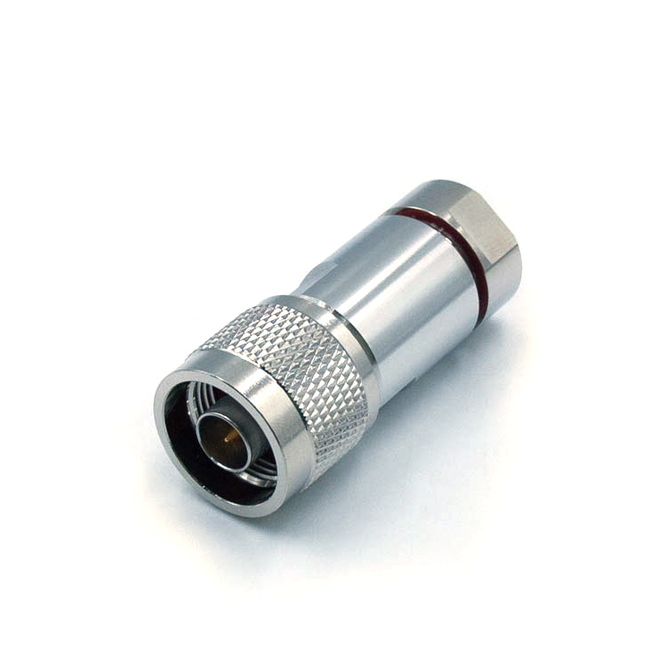 N Male Straight Connector for 1/4” Feeder Cable Knurled nut  (N-J1/4-4)