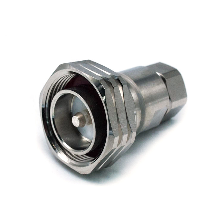 7/16 DIN Male Straight Connector for 1/2” Superflex Cable Clamp  (7/16-J1/2S-A)