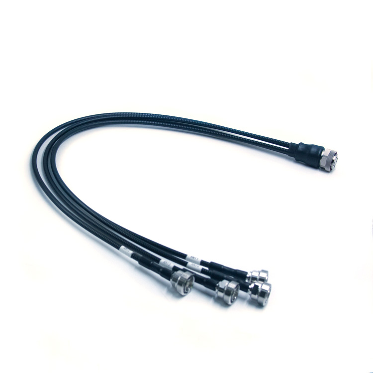 Low PIM jumper MQ4 male cluster connector to 7/16 female connector 1/4" superflex cable,1m  (MQ4-K1-4S-3-7-16-H-K1-4S-2-1m)
