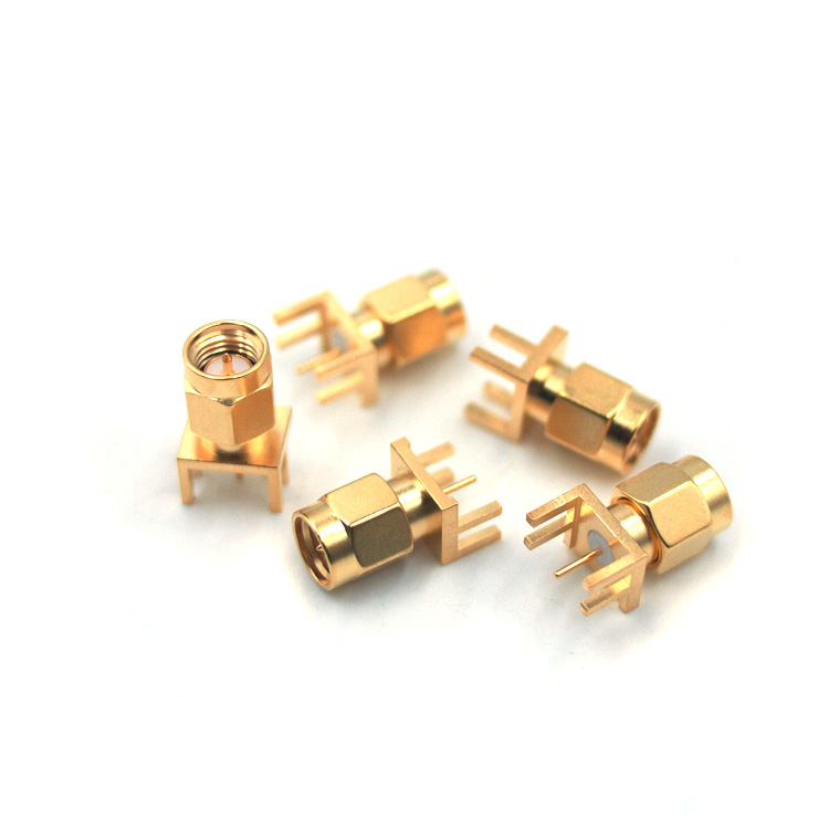 SMA male PCB Connector 4 legs Golden plated (SMA-JHD-1) SMA male PCB Connector 4 legs Golden plated (SMA-JHD-1)
