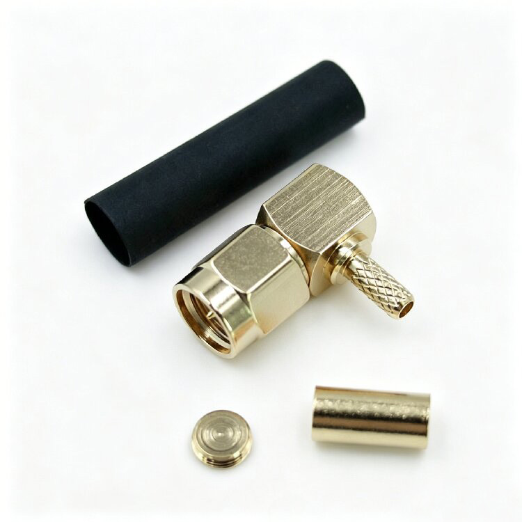 SMA Male R/A Crimp Type for RG316 Double-shielded Coaxial Cable (SMA-C-JW316D-3)