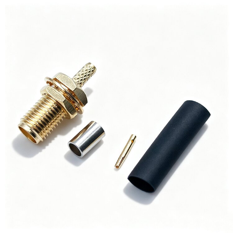 SMA Female Bulkhead Crimp Type Connector Golden Plating for RG316 RG174 Coaxial Cable(SMA-C-KY3)