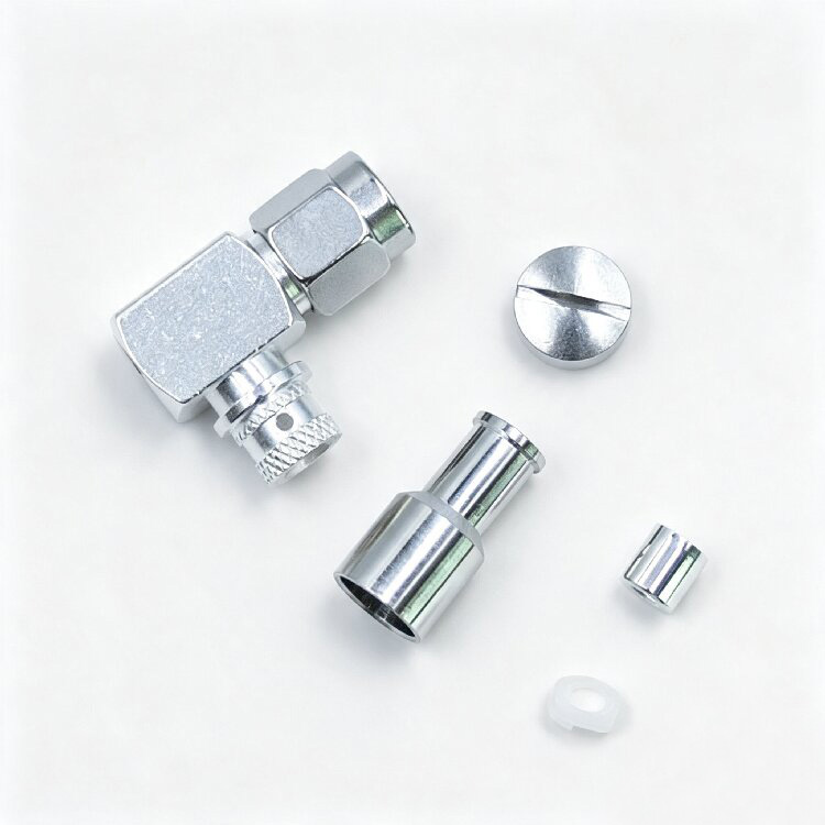 SMA Male Right Angle Connector for RG402 Cable Solder Type (SMA-JW141T-1)